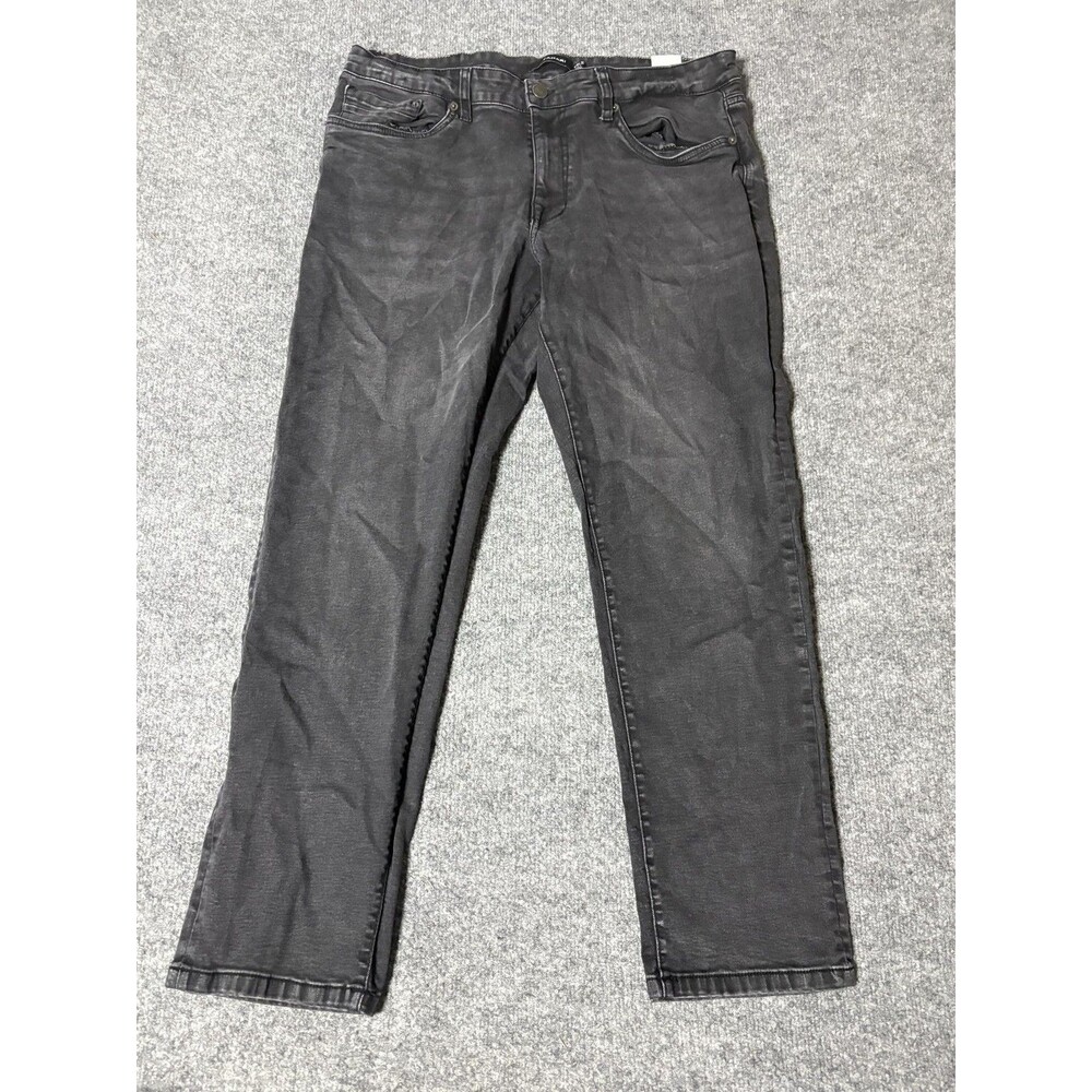 Tahari Jeans Mens 38x30 Black Straight Fit Dark Wash Stretch Denim Casual